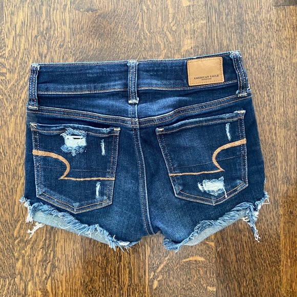 distressed dark denim shorts - Picture 3 of 3